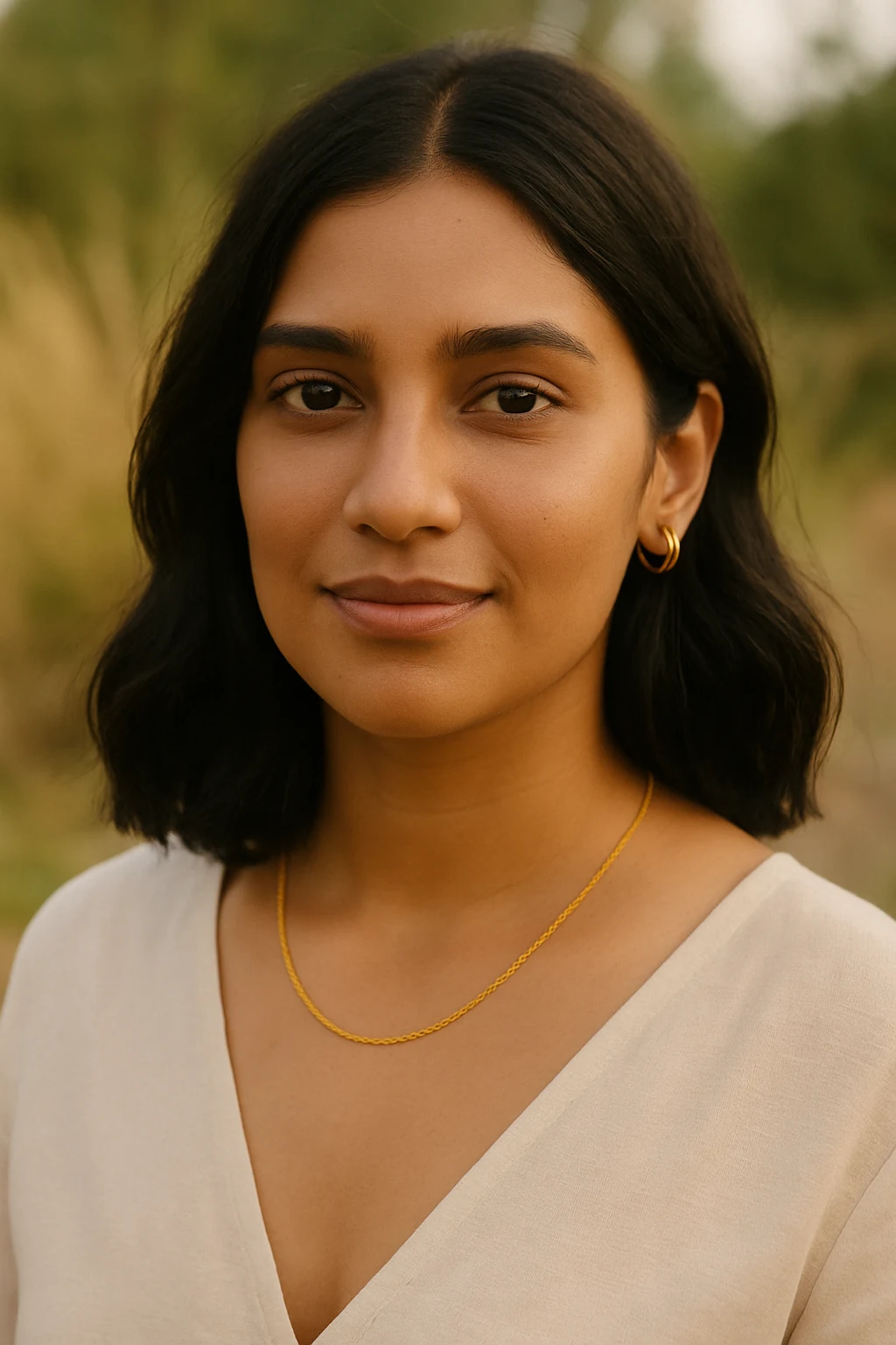 Portrait of a woman wearing a fine necklace