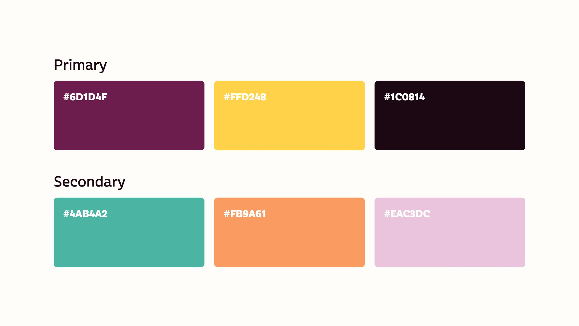 Houseware brand color palette — primary and secondary
