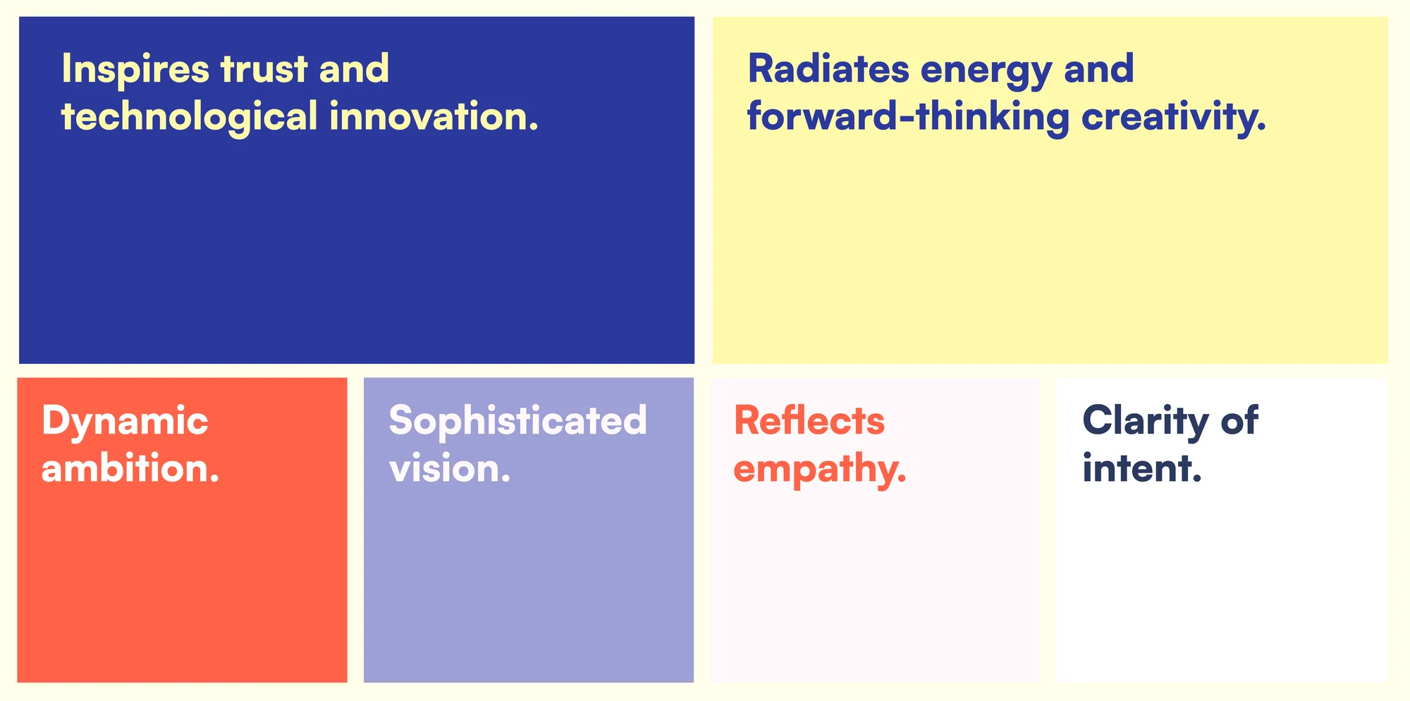 NexOcean brand colors — trust, energy, ambition, vision, empathy, clarity
