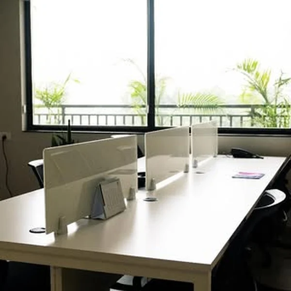 Workspace desks by the window